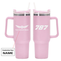 Thumbnail for 787 Flat Text Designed 40oz Stainless Steel Car Mug With Holder