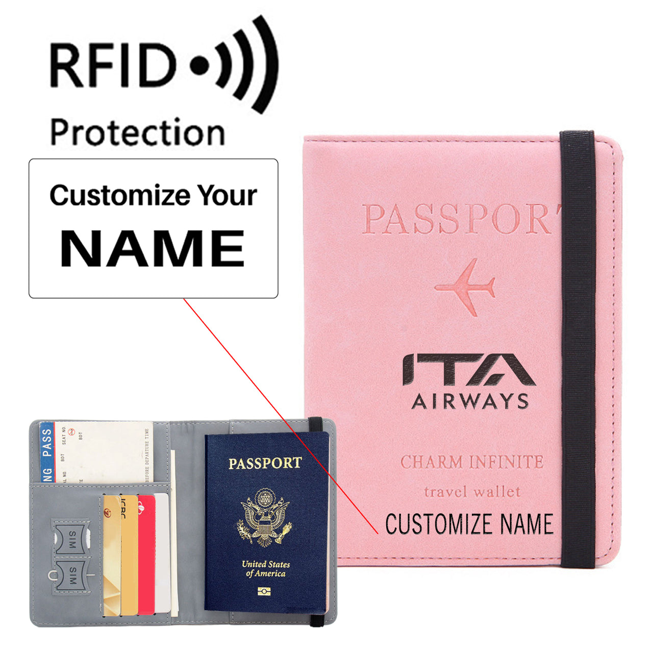 ITA Airways Designed Passport Cover Travel Wallet Passport Holder