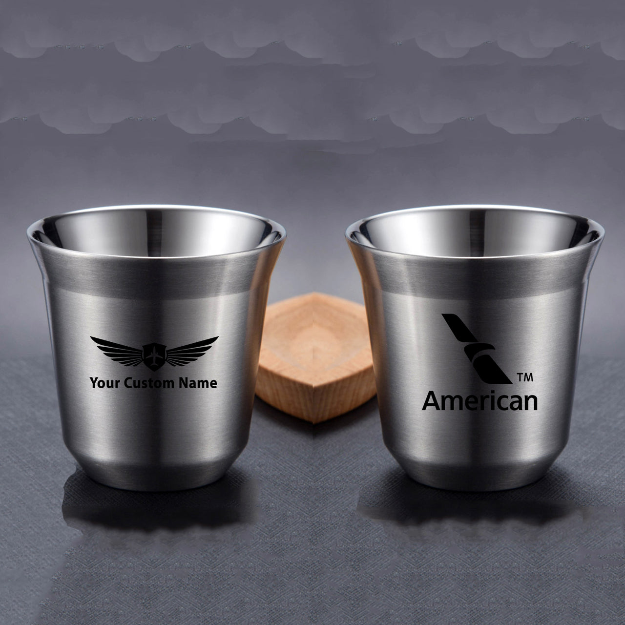 American Airlines Designed Double Wall Stainless Steel Coffee Mugs