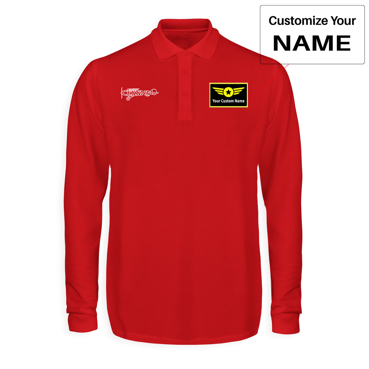 Special Cessna Text Designed Long Sleeve Polo T-Shirts