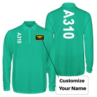 Thumbnail for A310 Text Designed Long Sleeve Polo T-Shirts (Double-Side)