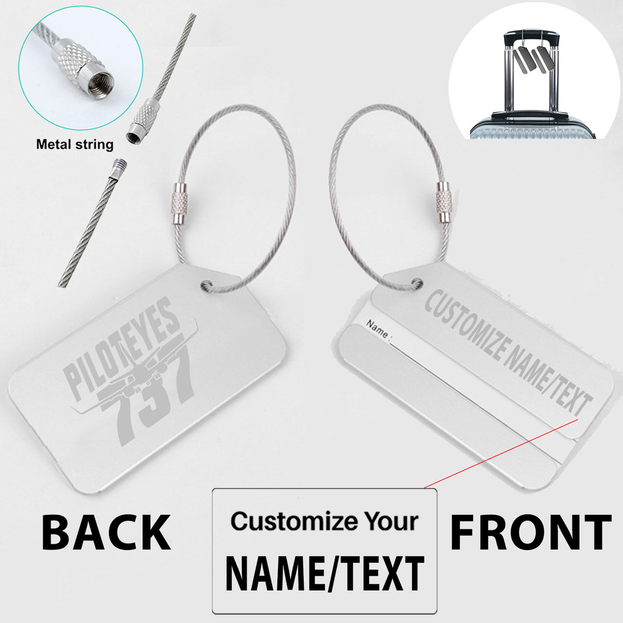 Amazing Piloteyes737 Designed Fashion Metal Luggage Tags