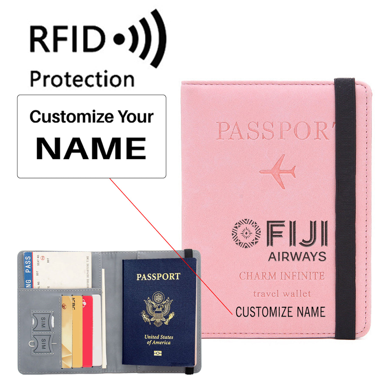 Fiji Airways Airlines Designed Passport Cover Travel Wallet Passport Holder