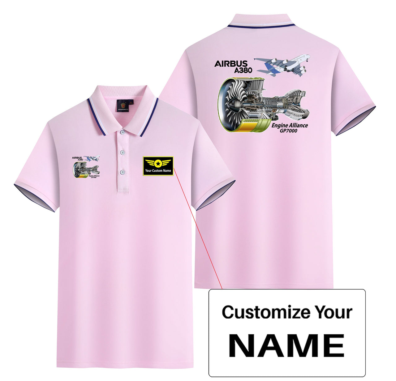 Airbus A380 & GP7000 Engine Designed Stylish Polo T-Shirts (Double-Side)