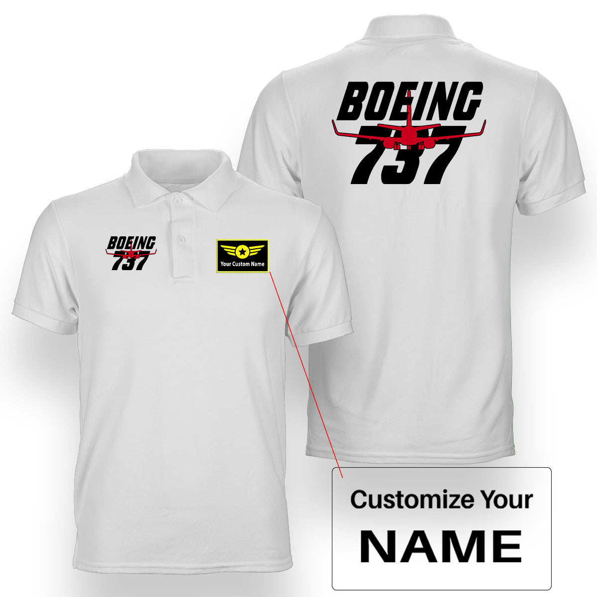 Amazing Boeing 737 Designed Double Side Polo T-Shirts