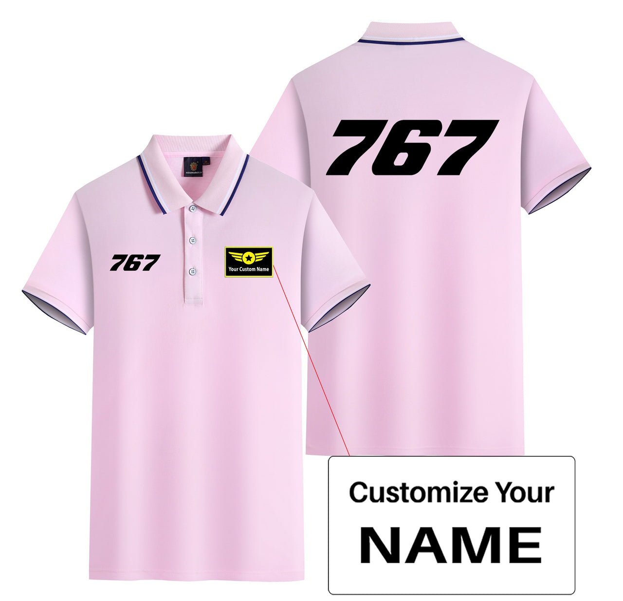 767 Flat Text Designed Stylish Polo T-Shirts (Double-Side)