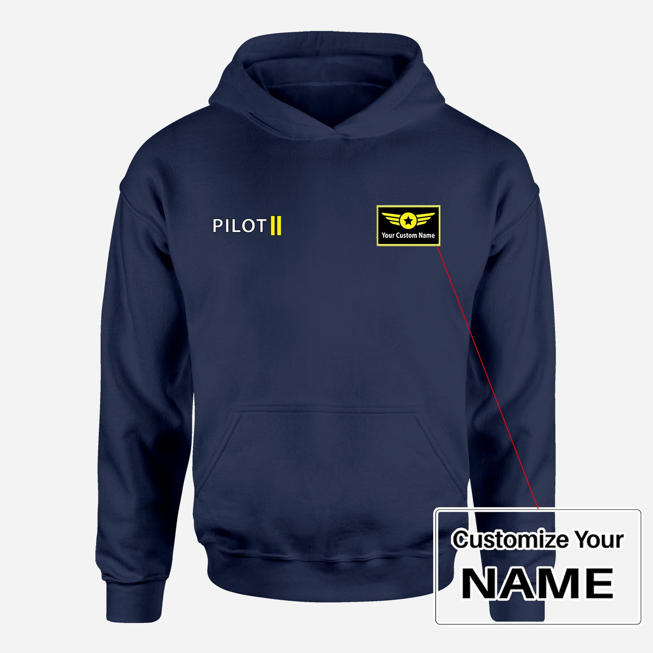 Pilot & Stripes (2 Lines) Designed Hoodies