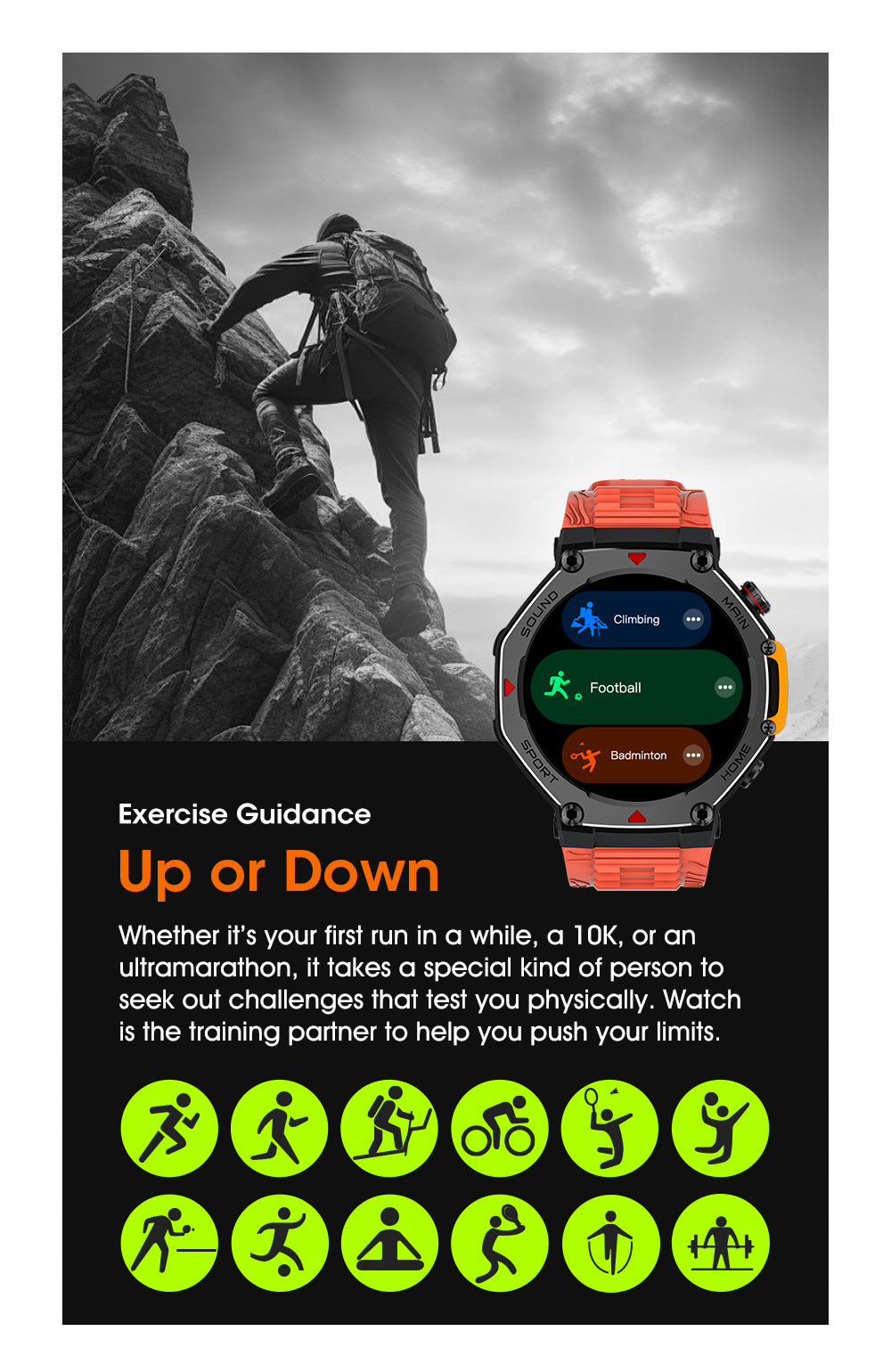 Rugged Military Smartwatch: Men's Outdoor Sports Watch with GPS Tracking, 5ATM Waterproof & HD Bluetooth Calls