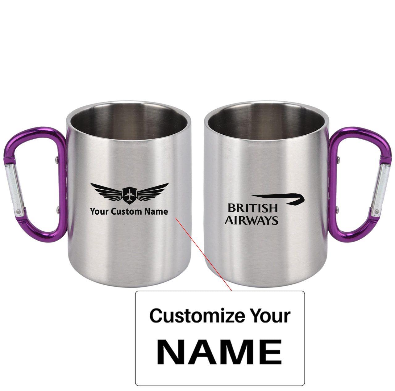British Airways Airlines Designed Stainless Steel Outdoors Mugs