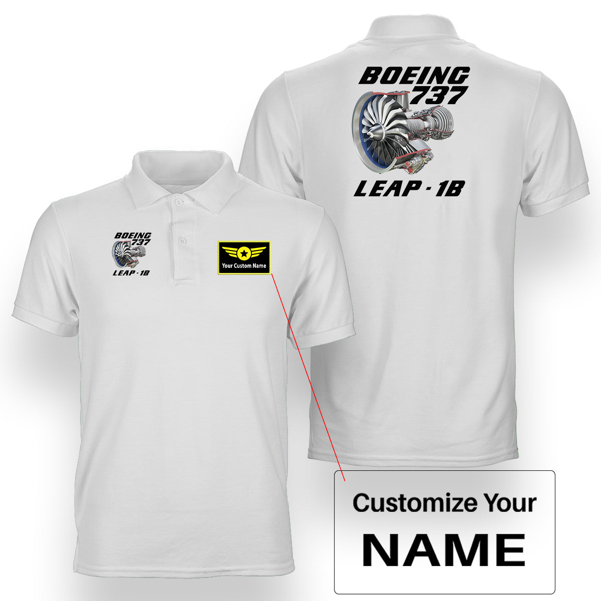 Boeing 737 & Leap 1B Designed Double Side Polo T-Shirts