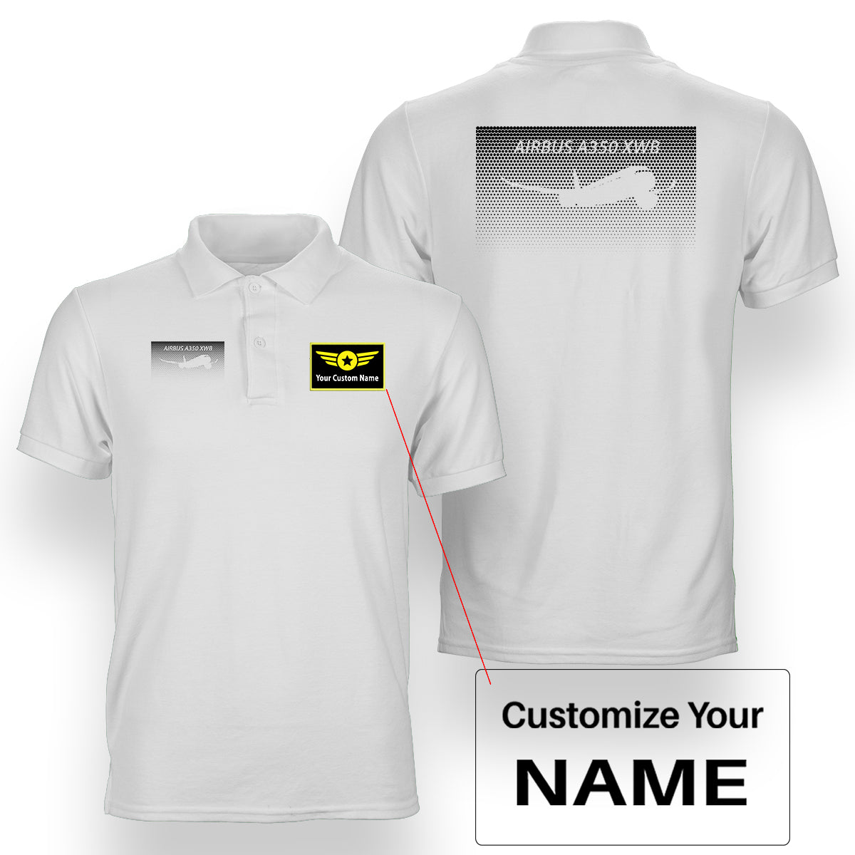 Airbus A350XWB & Dots Designed Double Side Polo T-Shirts
