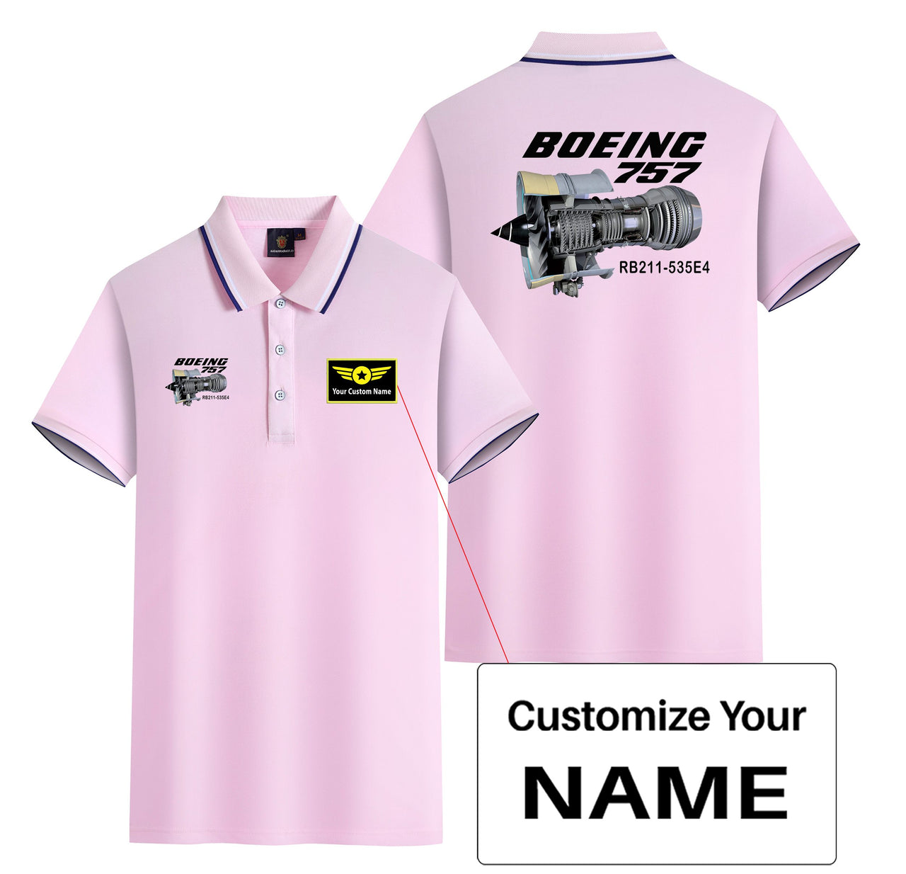 Boeing 757 & Rolls Royce Engine (RB211) Designed Stylish Polo T-Shirts (Double-Side)