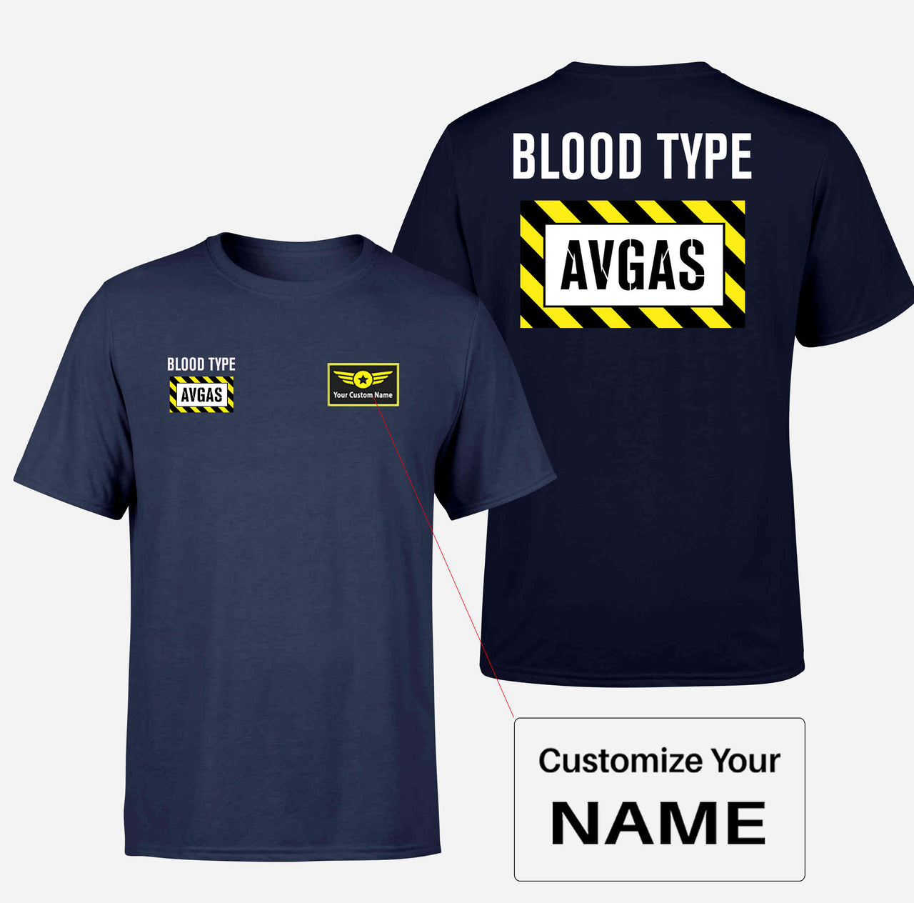 Blood Type AVGAS Double-Side T-Shirts