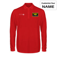 Thumbnail for Aviation Heartbeats Designed Long Sleeve Polo T-Shirts