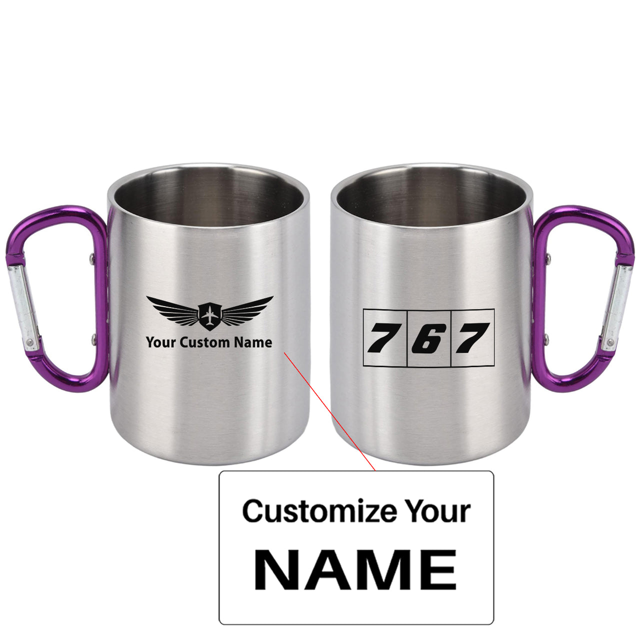Flat Colourful 767 Designed Stainless Steel Outdoors Mugs