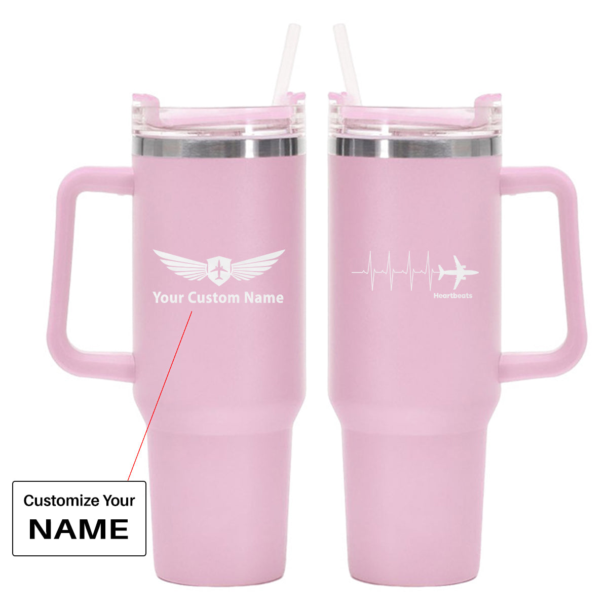 Aviation Heartbeats Designed 40oz Stainless Steel Car Mug With Holder