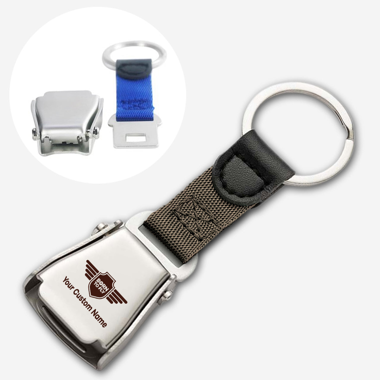 Custom Name (Badge 5)Designed Airplane Seat Belt Key Chains