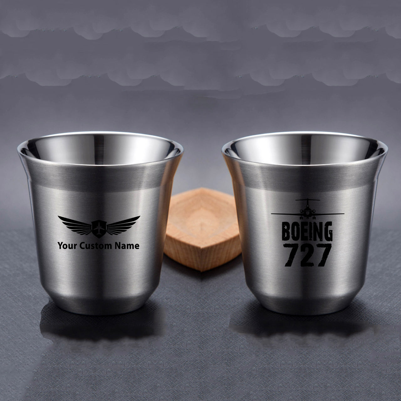 Boeing 727 & Plane Designed Double Wall Stainless Steel Coffee Mugs