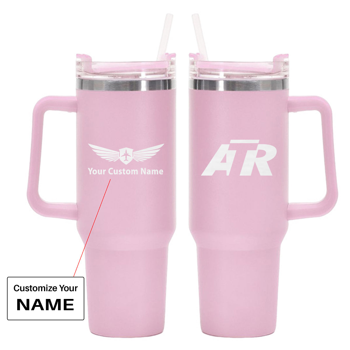 ATR & Text Designed 40oz Stainless Steel Car Mug With Holder