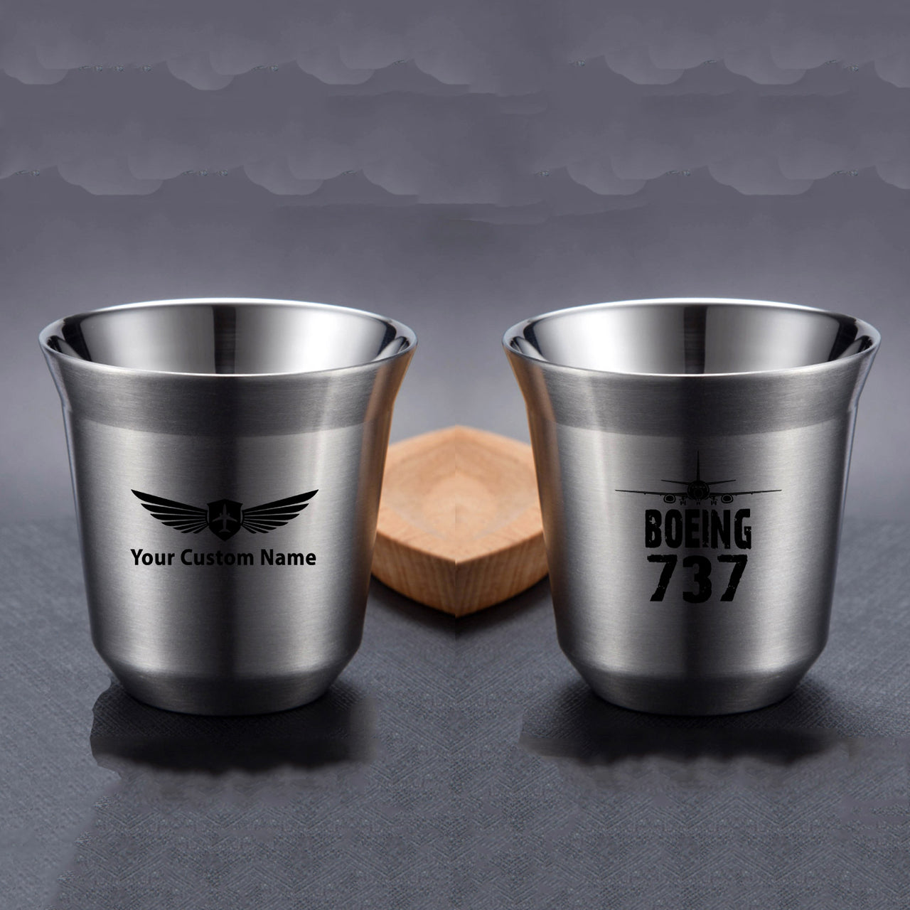 Boeing 737 & Plane Designed Double Wall Stainless Steel Coffee Mugs