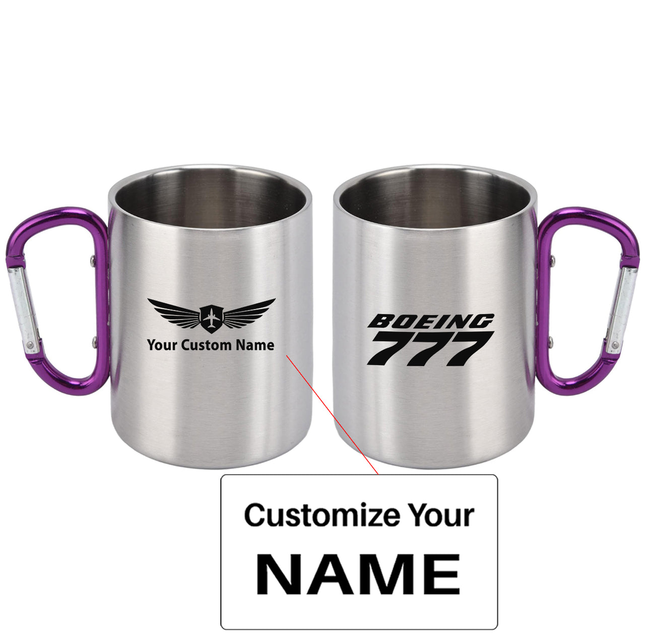 Boeing 777 & Text Designed Stainless Steel Outdoors Mugs