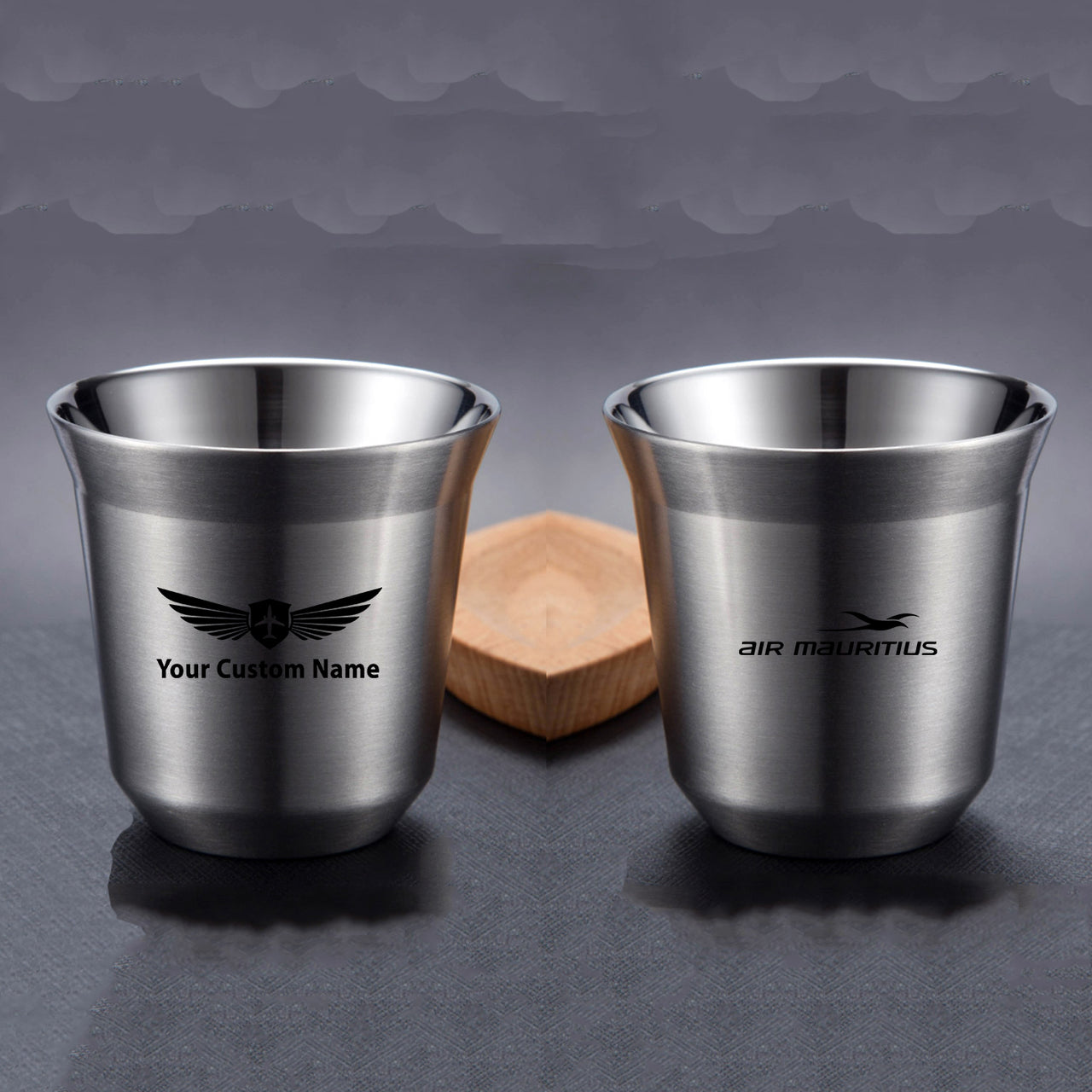 Air Mauritius Airlines Designed Double Wall Stainless Steel Coffee Mugs