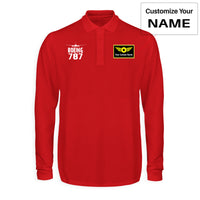 Thumbnail for Boeing 787 & Plane Designed Long Sleeve Polo T-Shirts