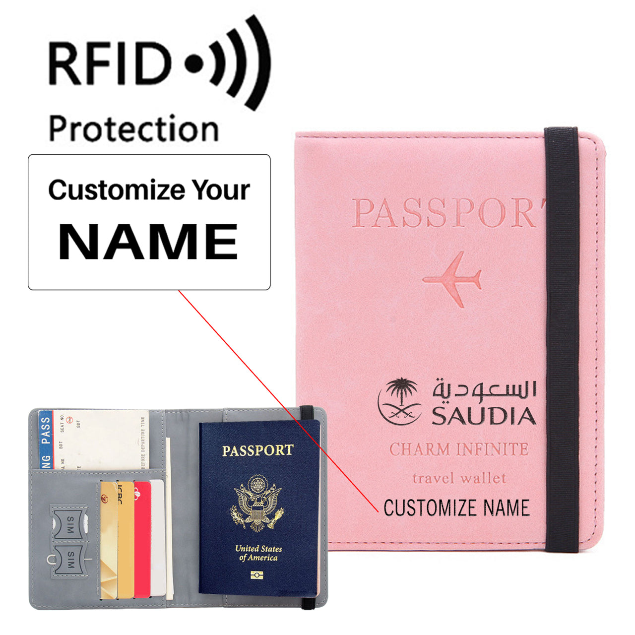Saudi Arabian Airlines Designed Passport Cover Travel Wallet Passport Holder