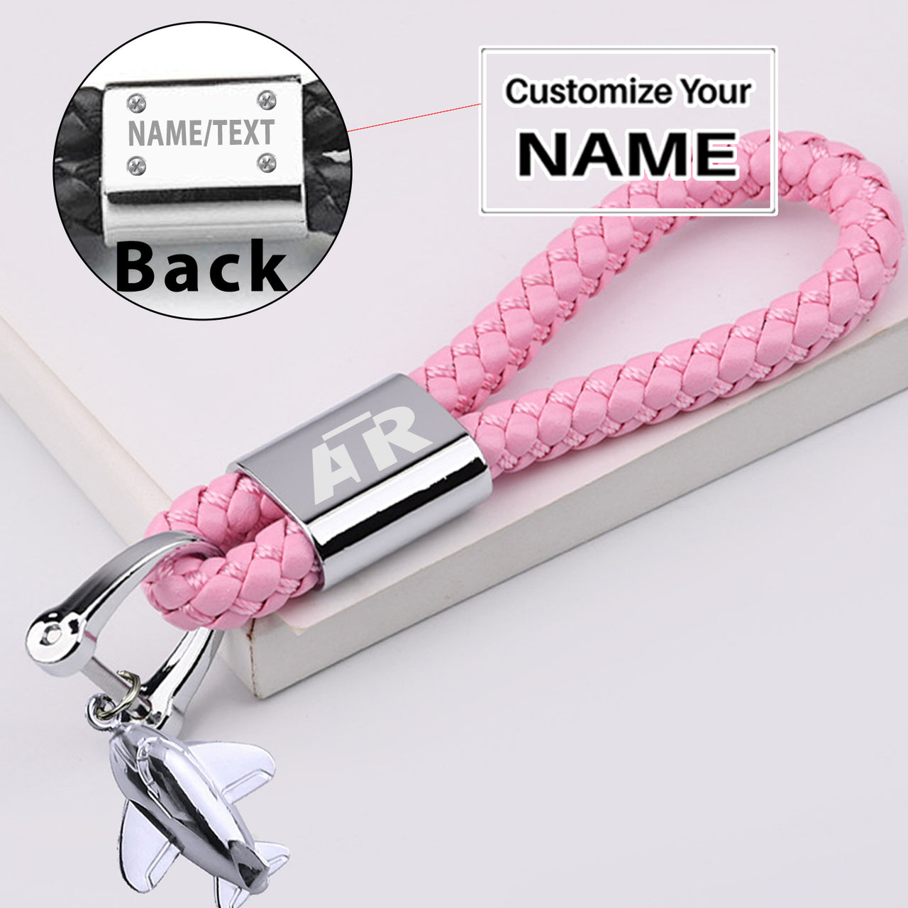 ATR & Text Designed Leather Car Key Chains