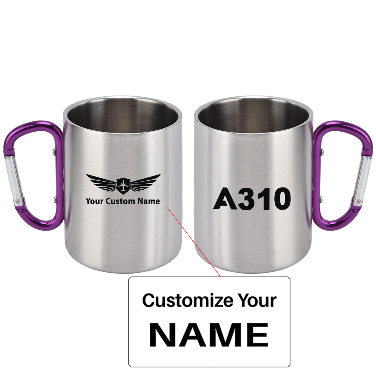A310 Flat Text Designed Stainless Steel Outdoors Mugs