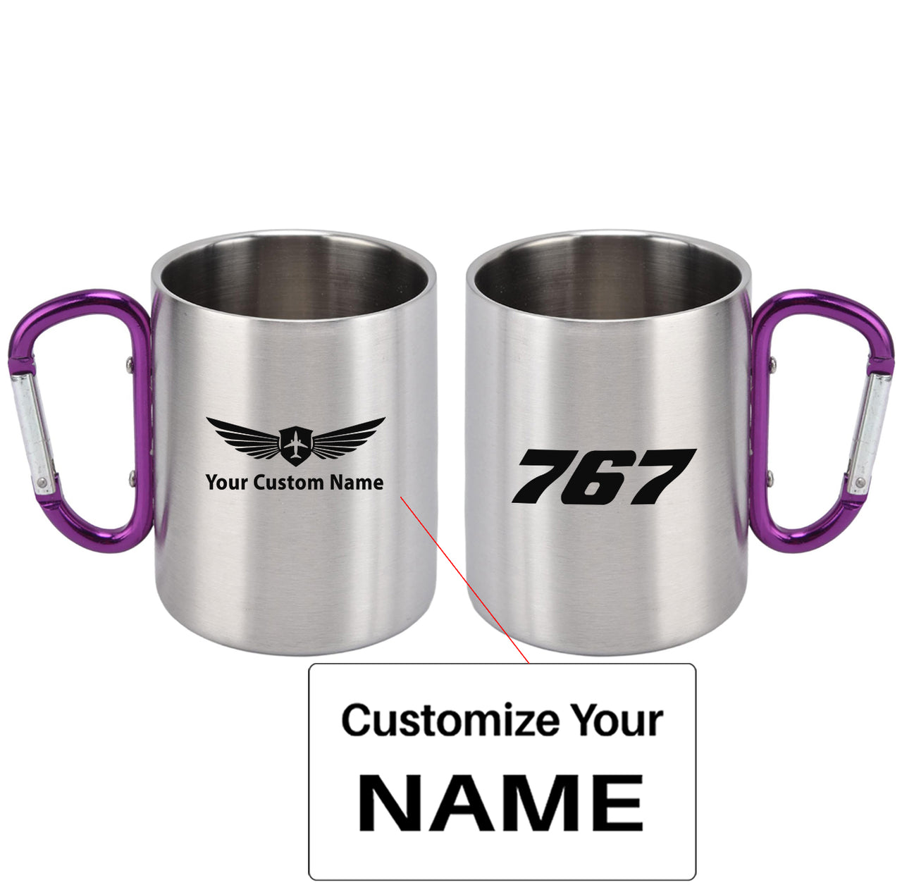 767 Flat Text Designed Stainless Steel Outdoors Mugs