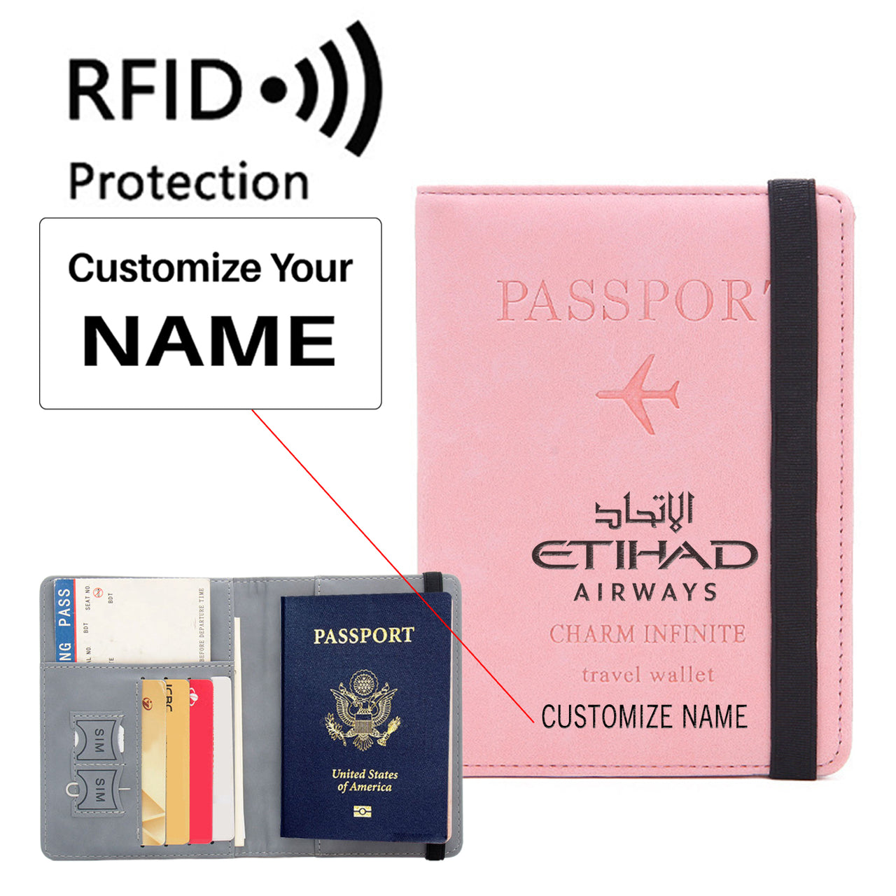 Etihad Airways Airlines Designed Passport Cover Travel Wallet Passport Holder