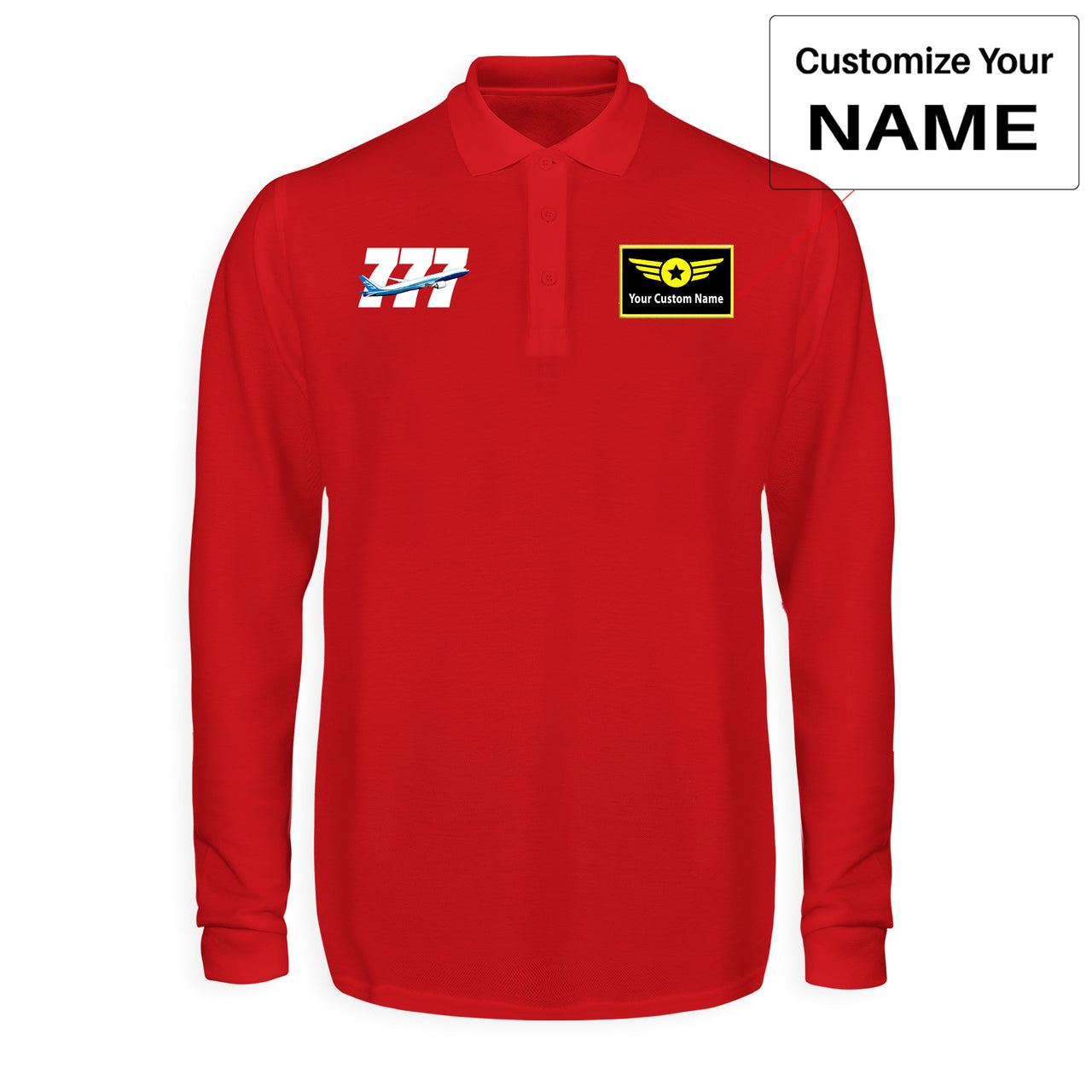 Super Boeing 777 Designed Long Sleeve Polo T-Shirts