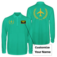 Thumbnail for Leaf & Airplane Designed Long Sleeve Polo T-Shirts (Double-Side)