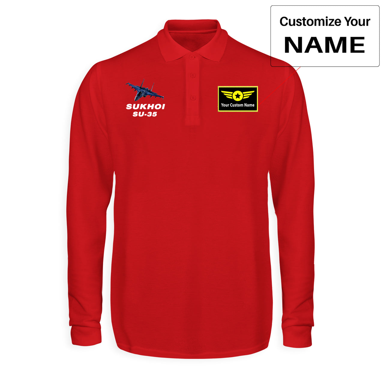 The Sukhoi SU-35 Designed Long Sleeve Polo T-Shirts
