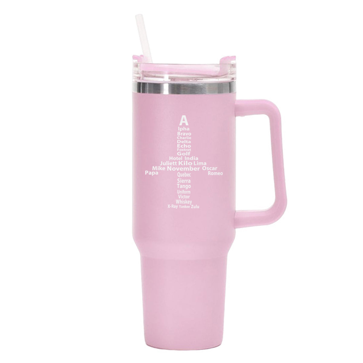 Airplane Shape Aviation Alphabet Designed 40oz Stainless Steel Car Mug With Holder
