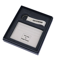 Thumbnail for Your Custom Design & Image & Logo & Text Design Genuine Leather Cardholder Key Ring Gift Box Set