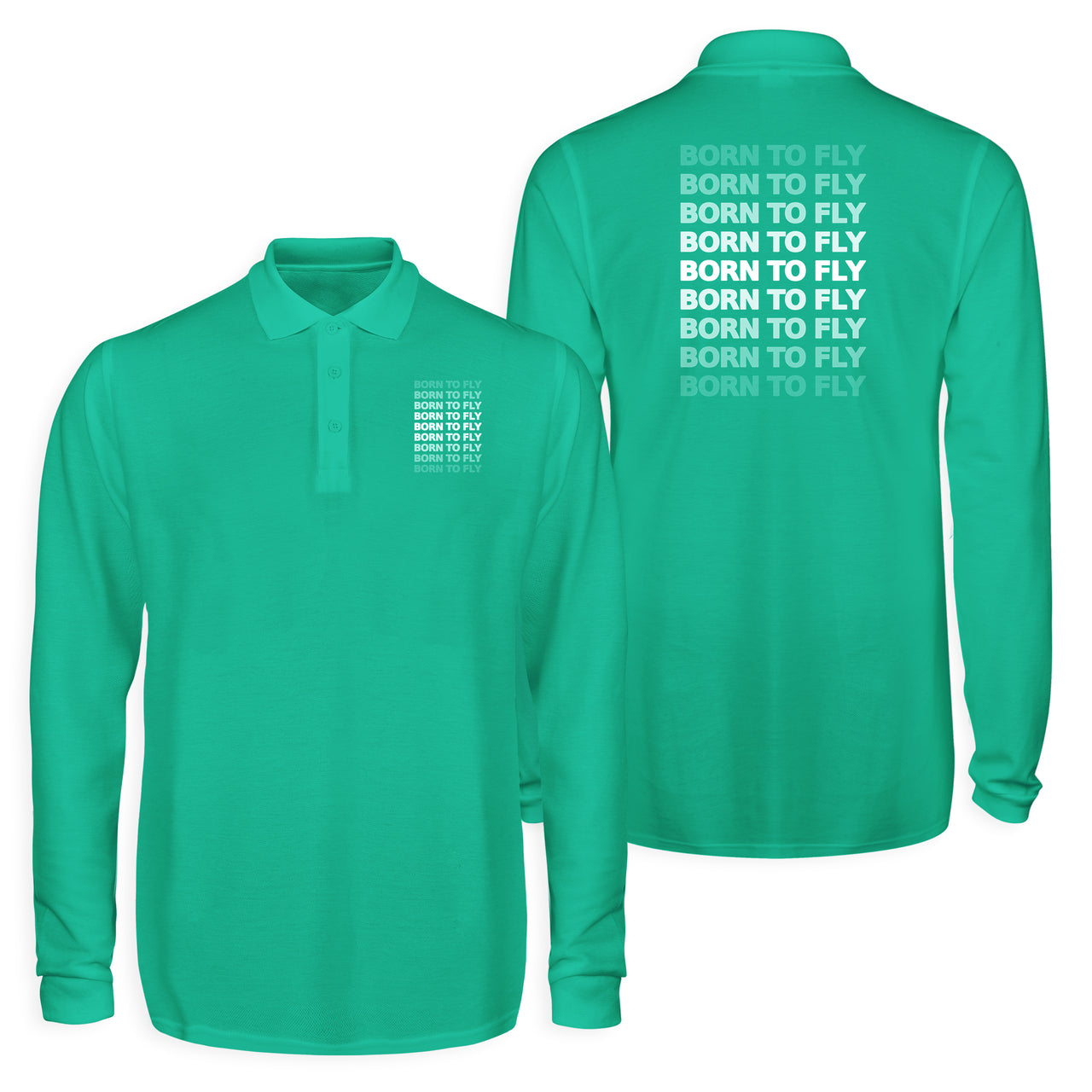 Born To Fly Opacity Designed Long Sleeve Polo T-Shirts (Double-Side)