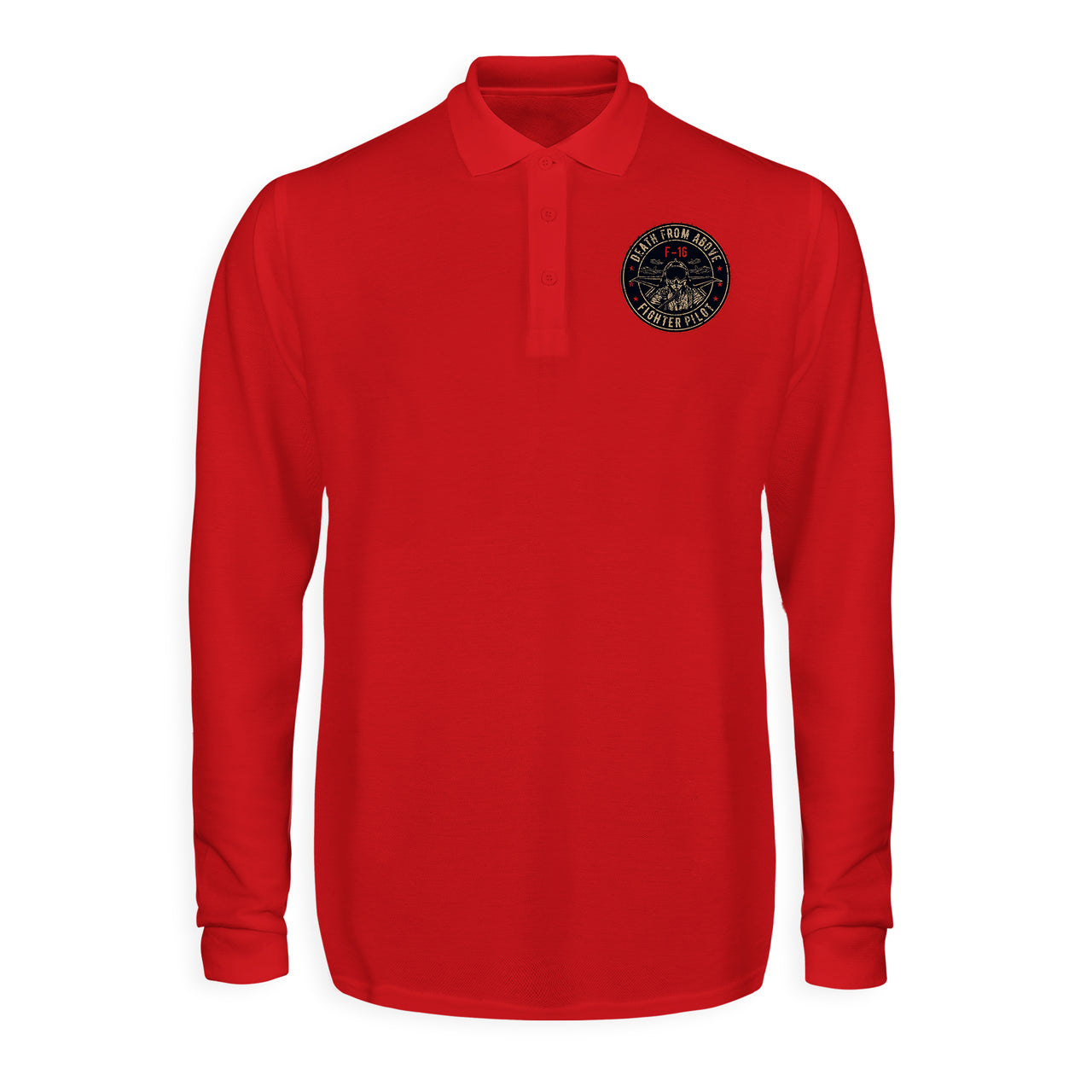 Fighter Jet 16 - Death From Above Designed Long Sleeve Polo T-Shirts