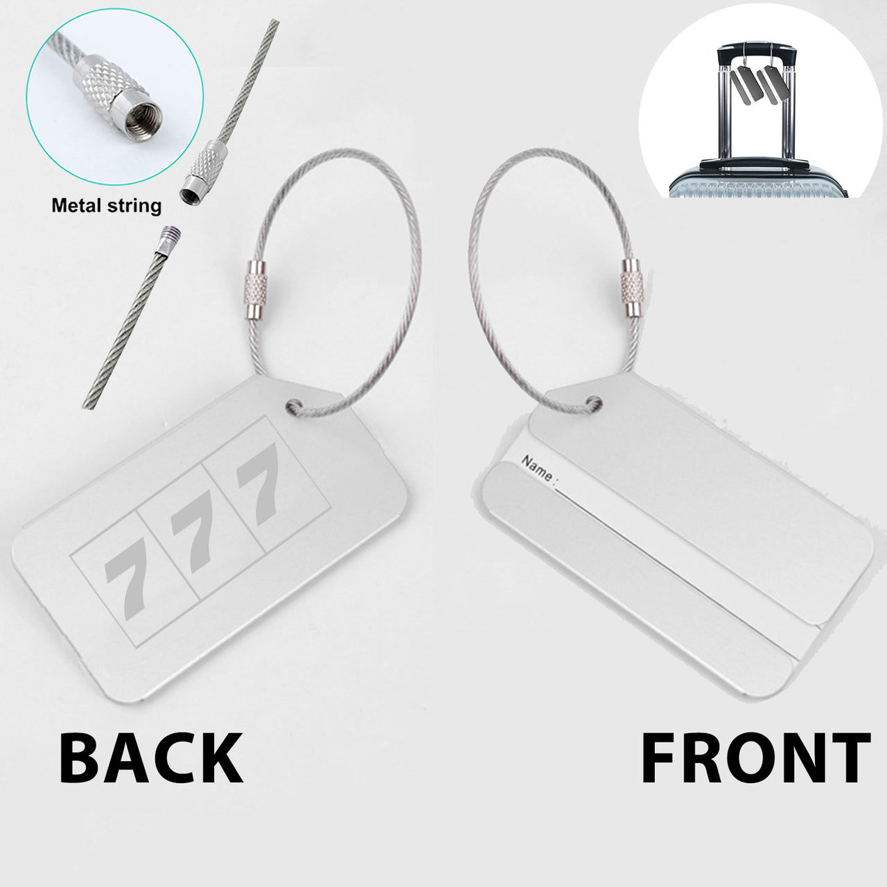 Flat Colourful 777 Designed Fashion Metal Luggage Tags