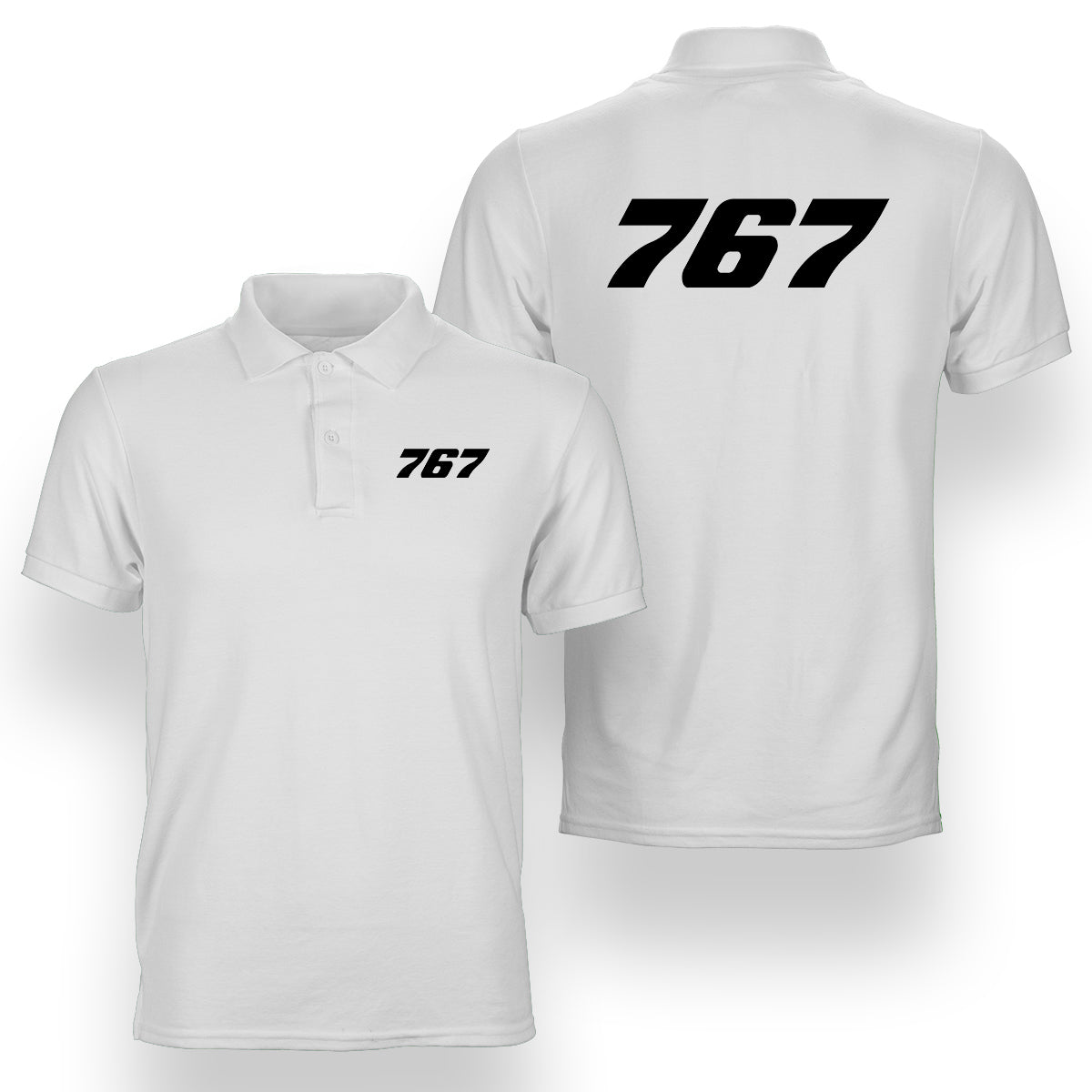 767 Flat Text Designed Double Side Polo T-Shirts