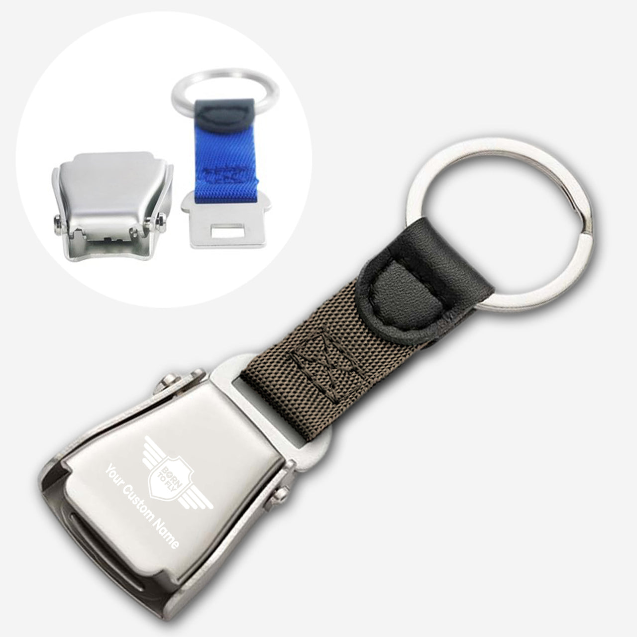 Custom Name (Badge 5)Designed Airplane Seat Belt Key Chains