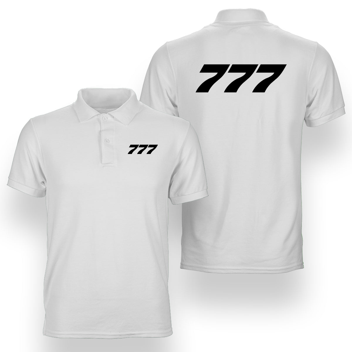 777 Flat Text Designed Double Side Polo T-Shirts