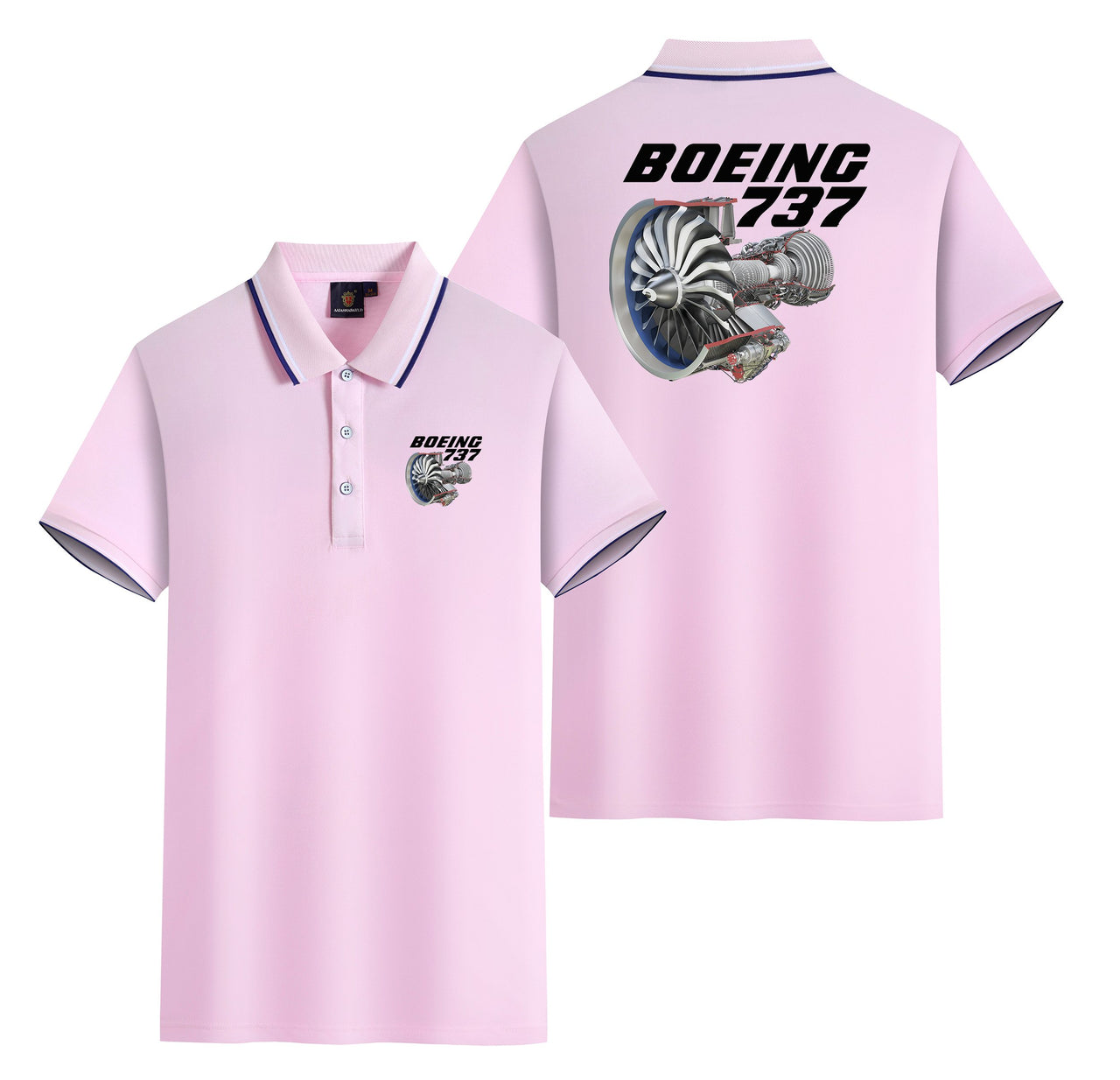 Boeing 737+Text & CFM LEAP-1 Engine Designed Stylish Polo T-Shirts (Double-Side)