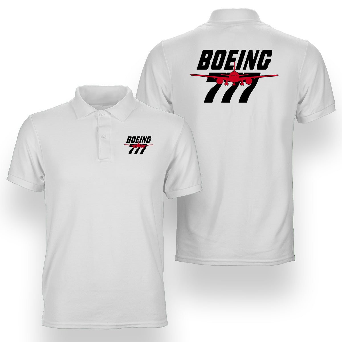 Amazing Boeing 777 Designed Double Side Polo T-Shirts