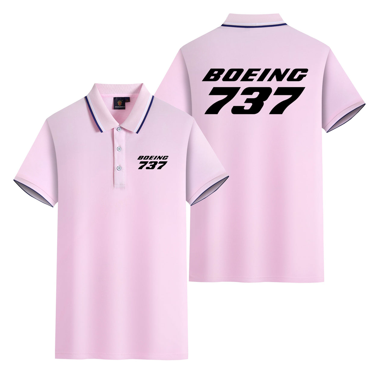 Boeing 737 & Text Designed Stylish Polo T-Shirts (Double-Side)