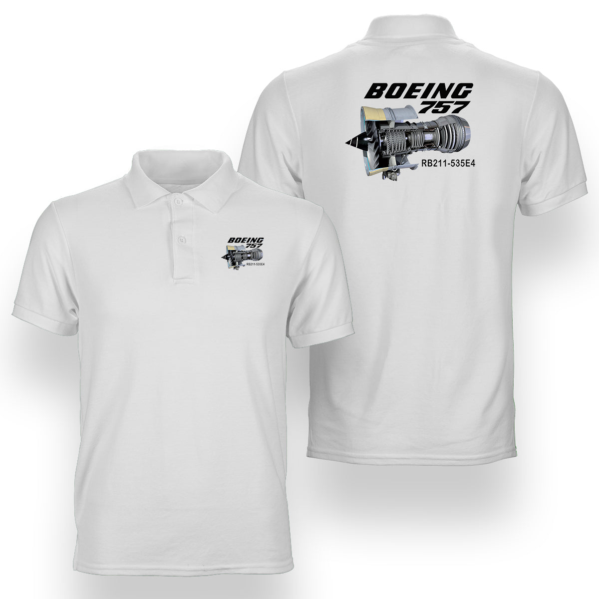 Boeing 757 & Rolls Royce Engine (RB211) Designed Double Side Polo T-Shirts