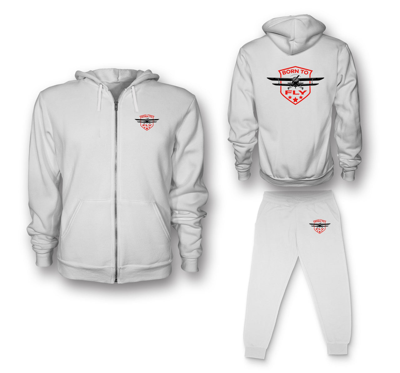 Born To Fly Designed Designed Zipped Hoodies & Sweatpants Set