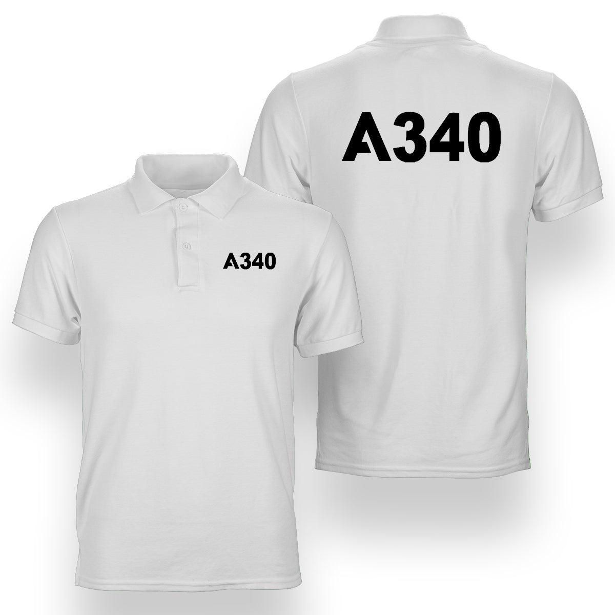 A340 Flat Text Designed Double Side Polo T-Shirts