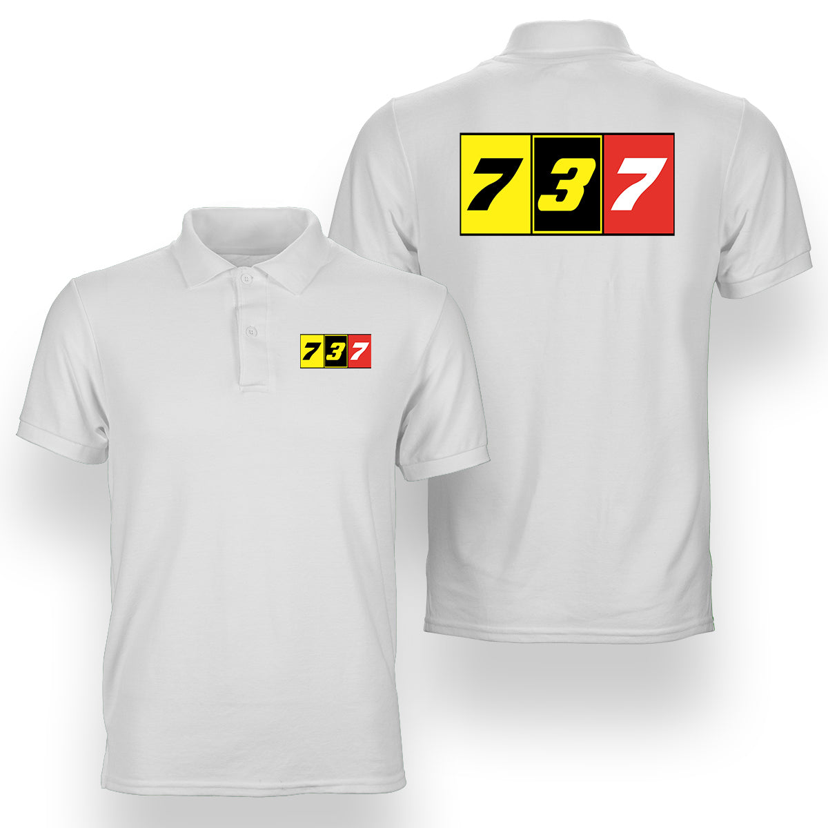 Flat Colourful 737 Designed Double Side Polo T-Shirts